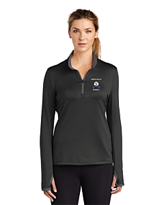 Nike Ladies Dri-FIT Stretch 1/2-Zip Cover-Up - Embroidery -Black/Dark Gray