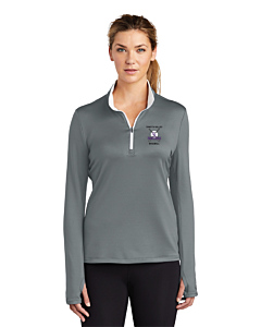 Nike Ladies Dri-FIT Stretch 1/2-Zip Cover-Up - Embroidery -Dark Gray/White