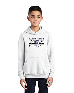 Port &amp; Company® Youth Core Fleece Pullover Hooded Sweatshirt - DTG - Logo 2-White