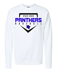 Hanes - Perfect Fleece Crewneck Sweatshirt - Front &amp; Back Imprint - State Baseball 2023-White