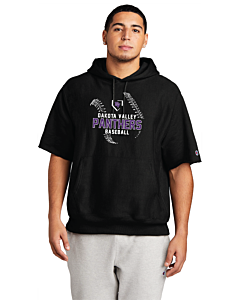 Champion ® Reverse Weave ® Short Sleeve Hooded Sweatshirt - DTG - Logo 2-Black