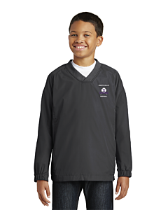 Sport-Tek® Youth V-Neck Raglan Wind Shirt - Embroidery -Graphite